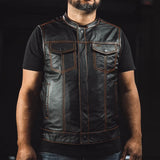 The Cut Men's Motorcycle Leather Vest, Multiple Color Options - First Manufacturing Company - Flyclothing LLC