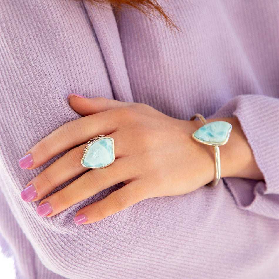Organic Blue Larimar and Sterling Silver Cuff Bracelet - Barse Jewelry - Flyclothing LLC