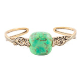 Ornate Lime Green Turquoise Golden Cuff - Barse Jewelry