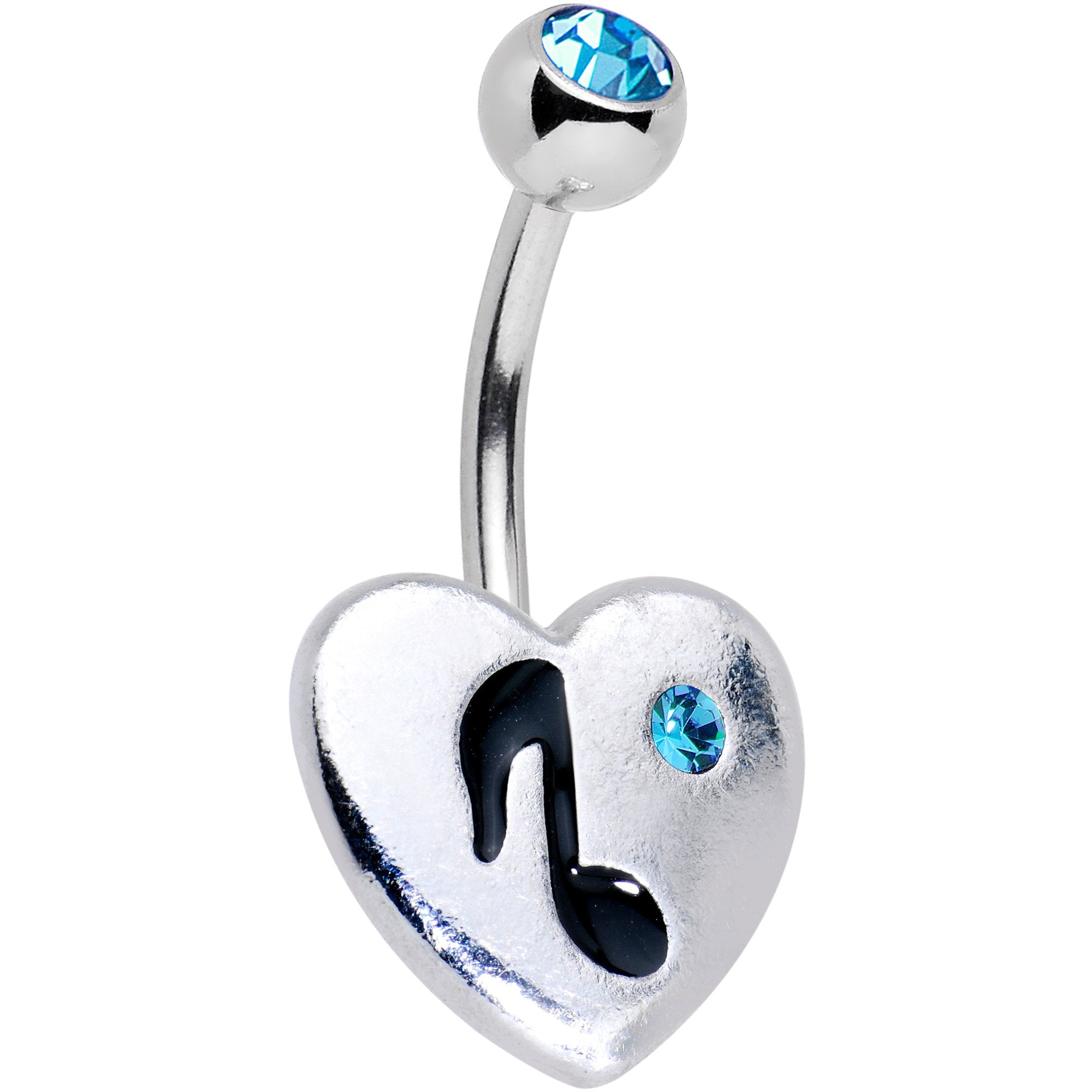 Aqua Gem I Heart Music Belly Ring - BodyCandy - Flyclothing LLC