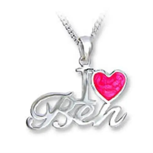 OT013 - Silver Brass Chain Pendant with Epoxy in Rose - Alamode - Flyclothing LLC