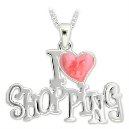 LO1184 - Silver Brass Pendant with Epoxy in Rose - Alamode - Flyclothing LLC