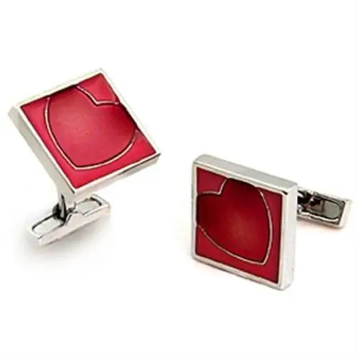 LO1192 - Rhodium Brass Cufflink with Epoxy in Garnet - Alamode - Flyclothing LLC