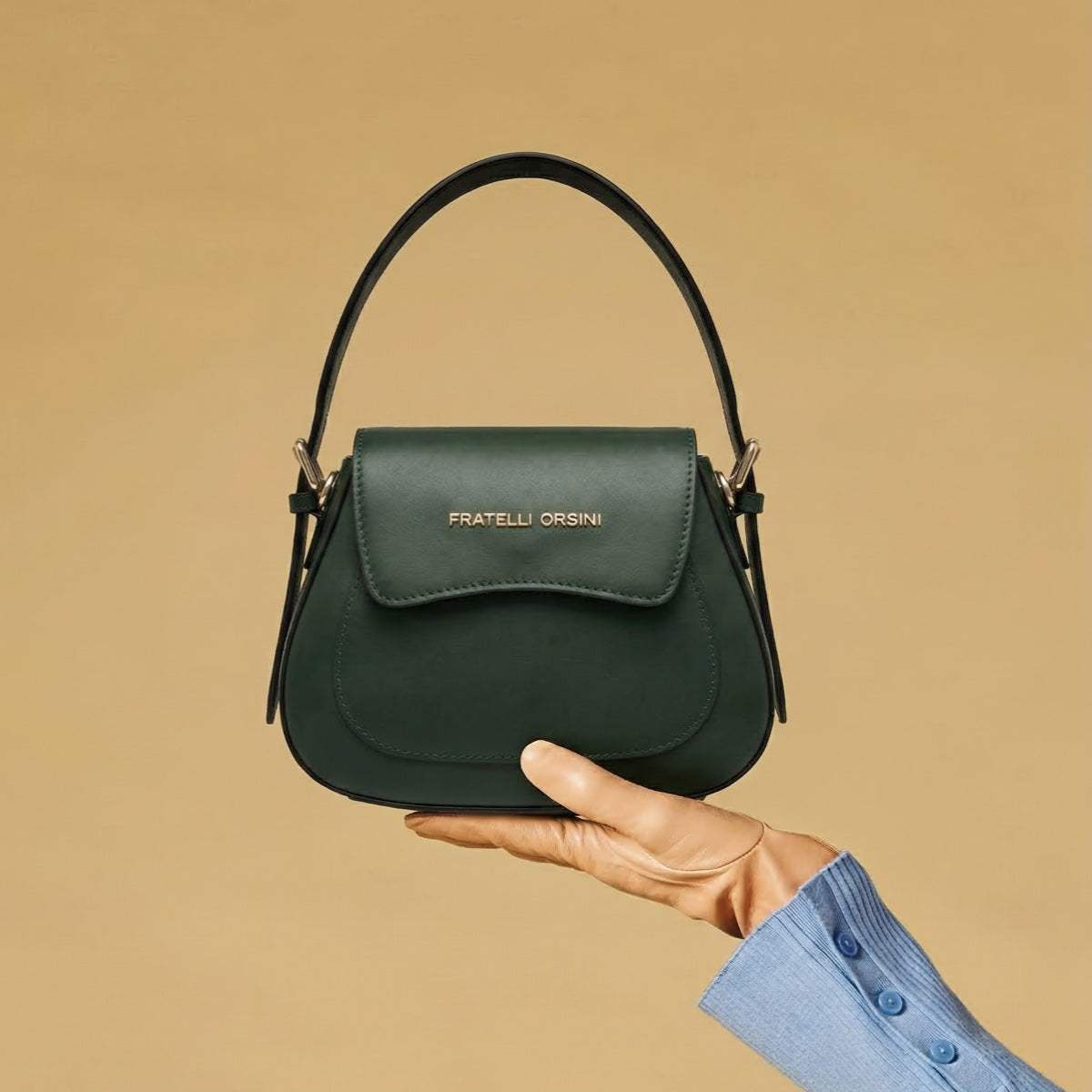 Ottavia (green) - Italian calf leather women's crossbody bag (with shoulder strap)