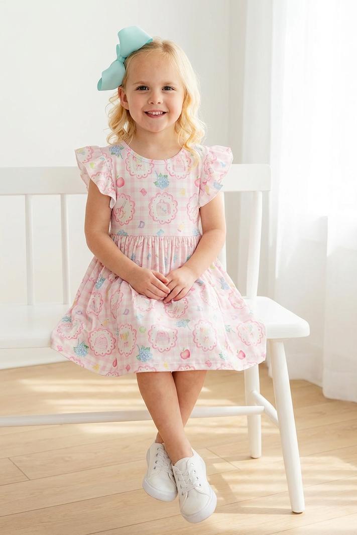 Apple of My Eye Flutter Sleeve Twirl Dress - Mila & Rose ® - Flyclothing LLC