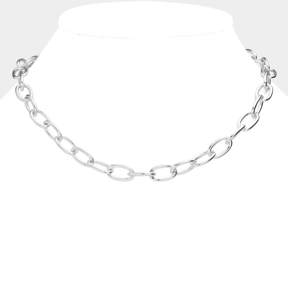 Oval Metal Link Necklace - Madeline Love - Flyclothing LLC