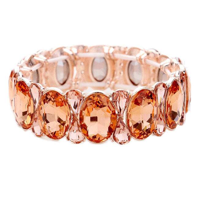 Oval Pear Crystal Stretch Evening Bracelet - Madeline Love - Flyclothing LLC
