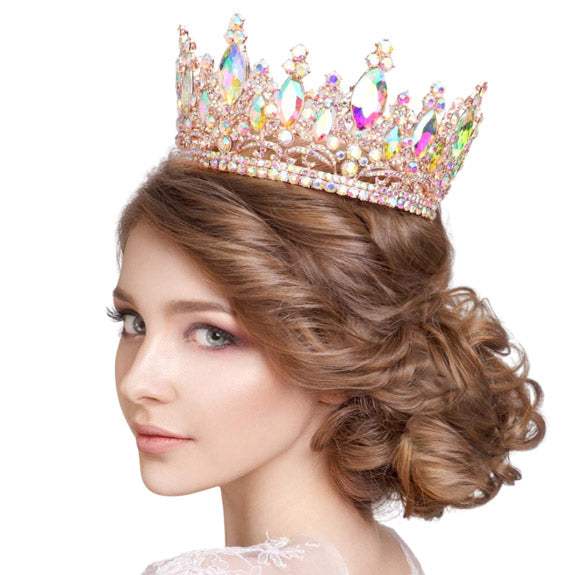Oval Stone Accented Pageant Crown Tiara - Madeline Love - Flyclothing LLC