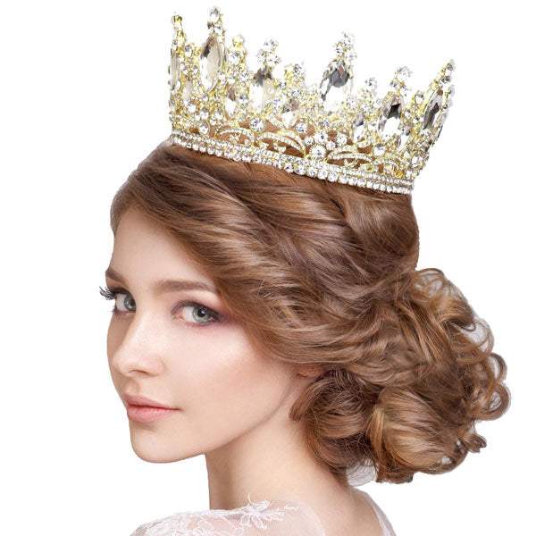 Oval Stone Accented Pageant Crown Tiara - Madeline Love - Flyclothing LLC