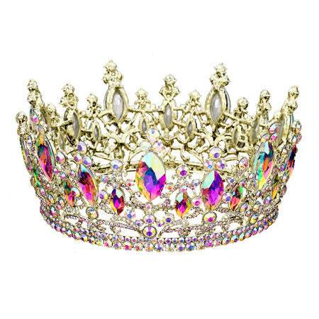 Oval Stone Accented Pageant Crown Tiara - Madeline Love - Flyclothing LLC