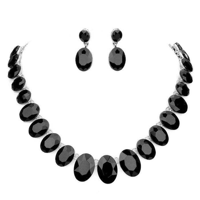 Oval Stone Link Evening Necklace - Madeline Love - Flyclothing LLC