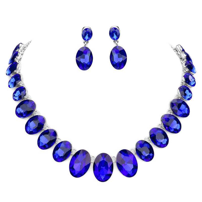 Oval Stone Link Evening Necklace - Madeline Love - Flyclothing LLC