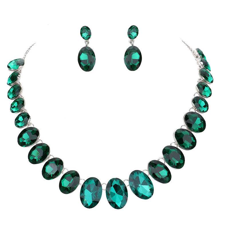 Oval Stone Link Evening Necklace - Madeline Love - Flyclothing LLC