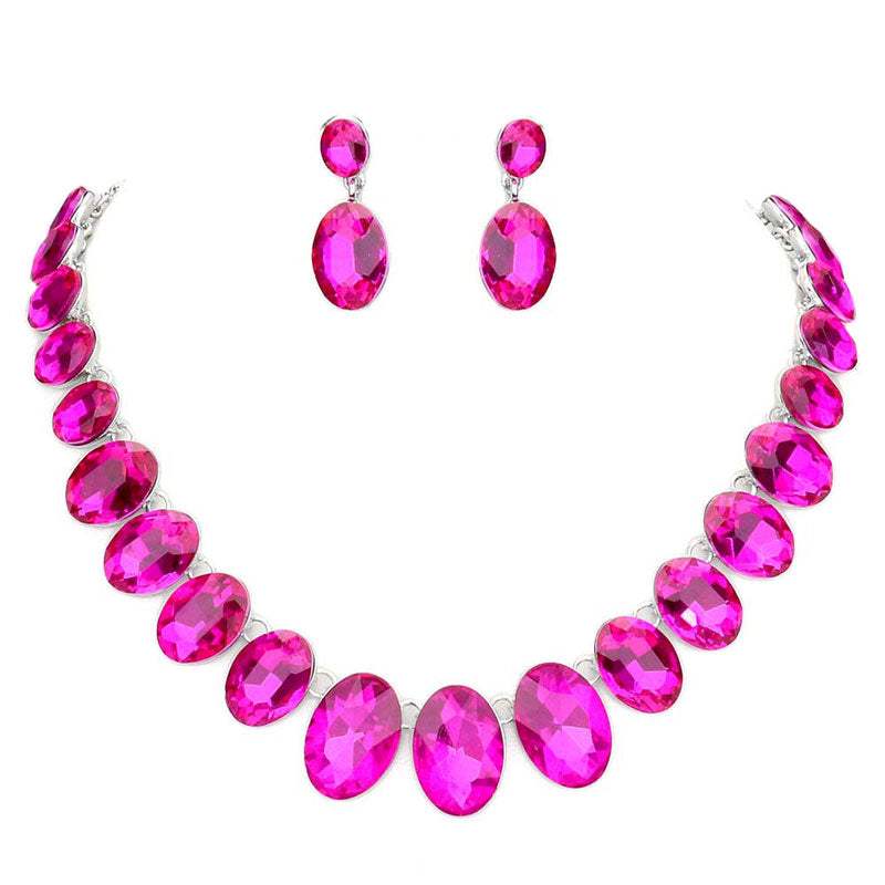 Oval Stone Link Evening Necklace - Madeline Love - Flyclothing LLC