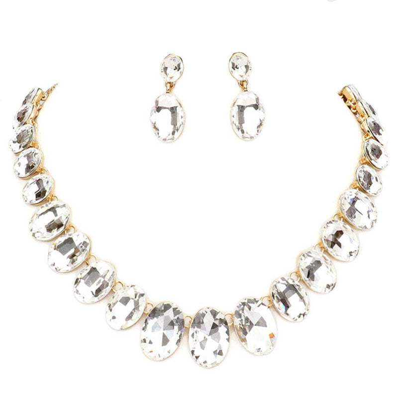 Oval Stone Link Evening Necklace - Madeline Love - Flyclothing LLC