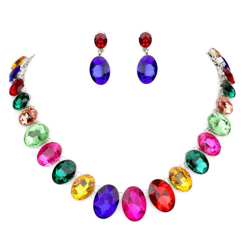 Oval Stone Link Evening Necklace - Madeline Love - Flyclothing LLC