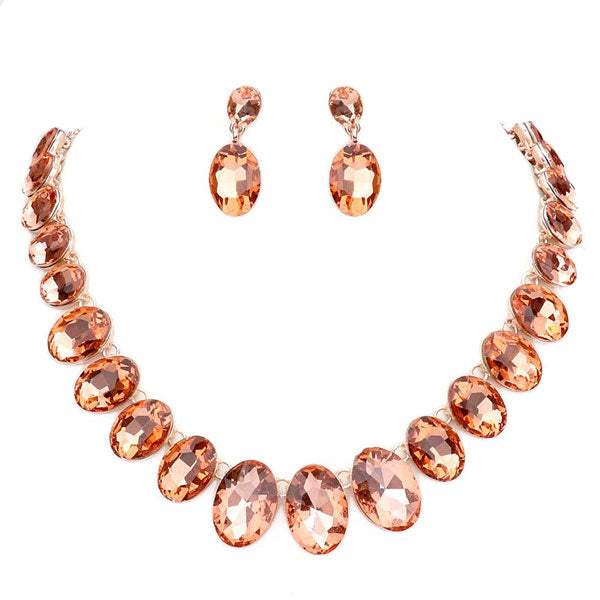 Oval Stone Link Evening Necklace - Madeline Love - Flyclothing LLC