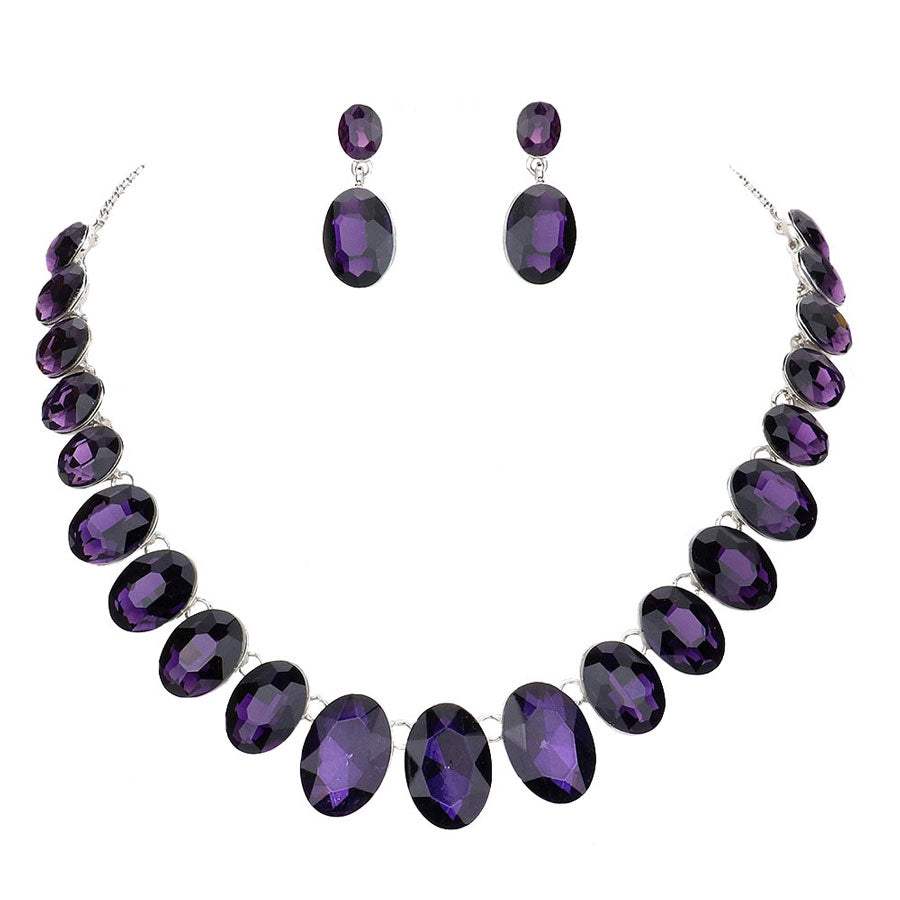 Oval Stone Link Evening Necklace - Madeline Love - Flyclothing LLC