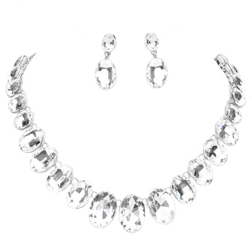 Oval Stone Link Evening Necklace - Madeline Love - Flyclothing LLC