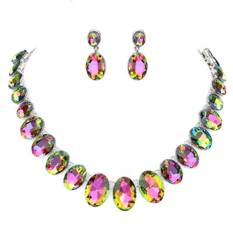 Oval Stone Link Evening Necklace - Madeline Love - Flyclothing LLC