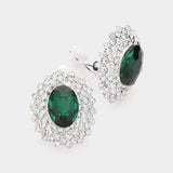 Oval Stone Pointed Evening Clip On Earrings - Madeline Love - Flyclothing LLC