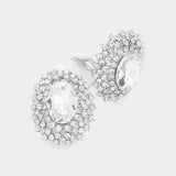 Oval Stone Pointed Evening Clip On Earrings - Madeline Love - Flyclothing LLC