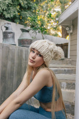 Oversized Chunky Knit Pom Beanie - Boho Clothing and Accessories - Flyclothing LLC