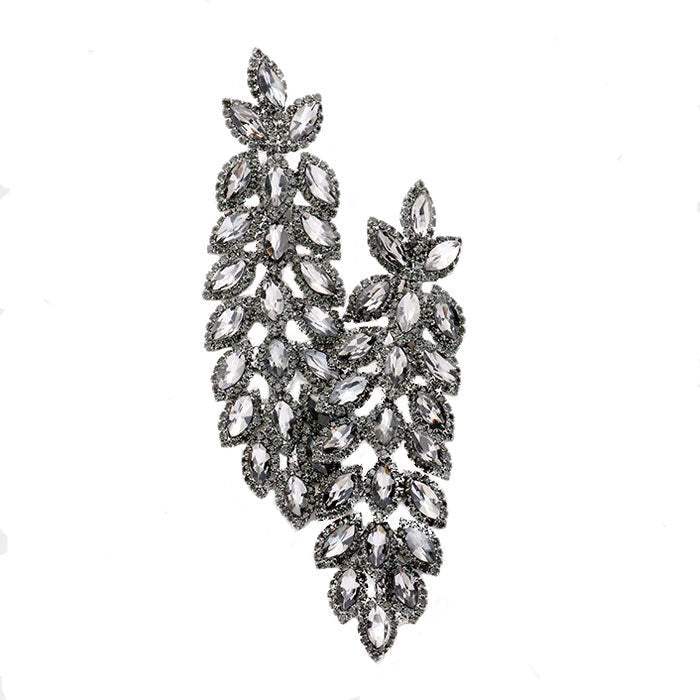 Oversized Crystal Rhinestone Marquise Evening Earrings - Madeline Love - Flyclothing LLC