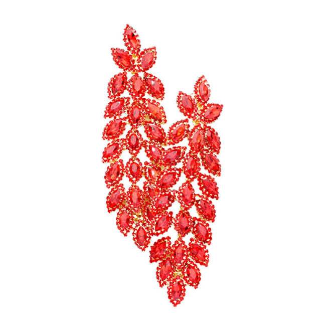 Oversized Crystal Rhinestone Marquise Evening Earrings - Madeline Love - Flyclothing LLC