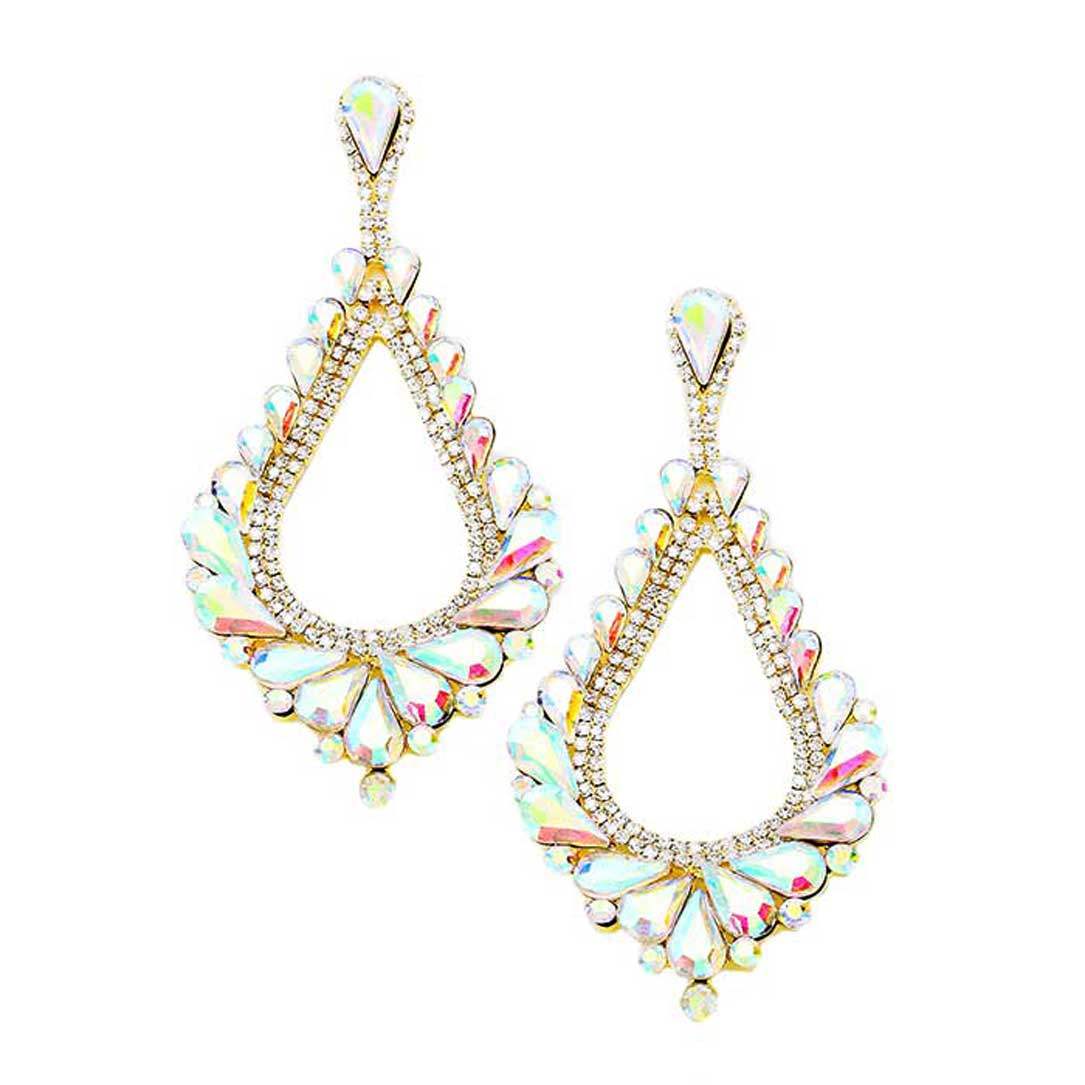 Oversized Cut Out Cluster Vine Accented Teardrop Earrings - Madeline Love - Flyclothing LLC