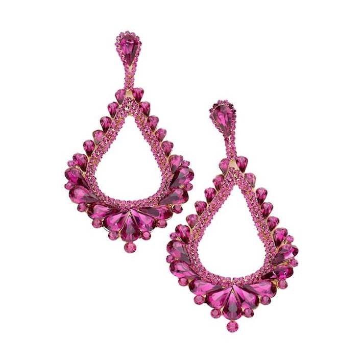 Oversized Cut Out Cluster Vine Accented Teardrop Earrings - Madeline Love - Flyclothing LLC