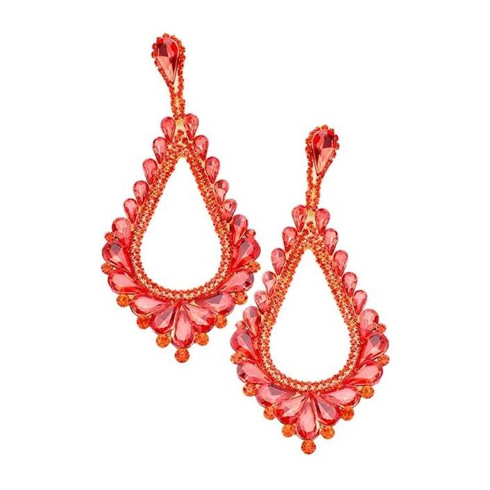 Oversized Cut Out Cluster Vine Accented Teardrop Earrings - Madeline Love - Flyclothing LLC
