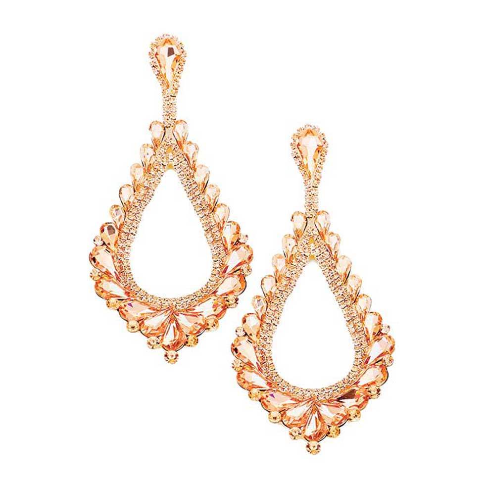 Oversized Cut Out Cluster Vine Accented Teardrop Earrings - Madeline Love - Flyclothing LLC