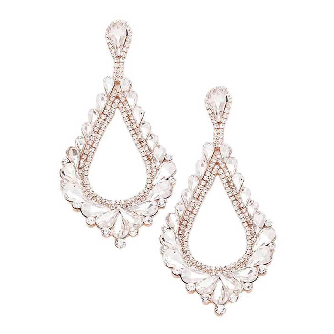 Oversized Cut Out Cluster Vine Accented Teardrop Earrings - Madeline Love - Flyclothing LLC