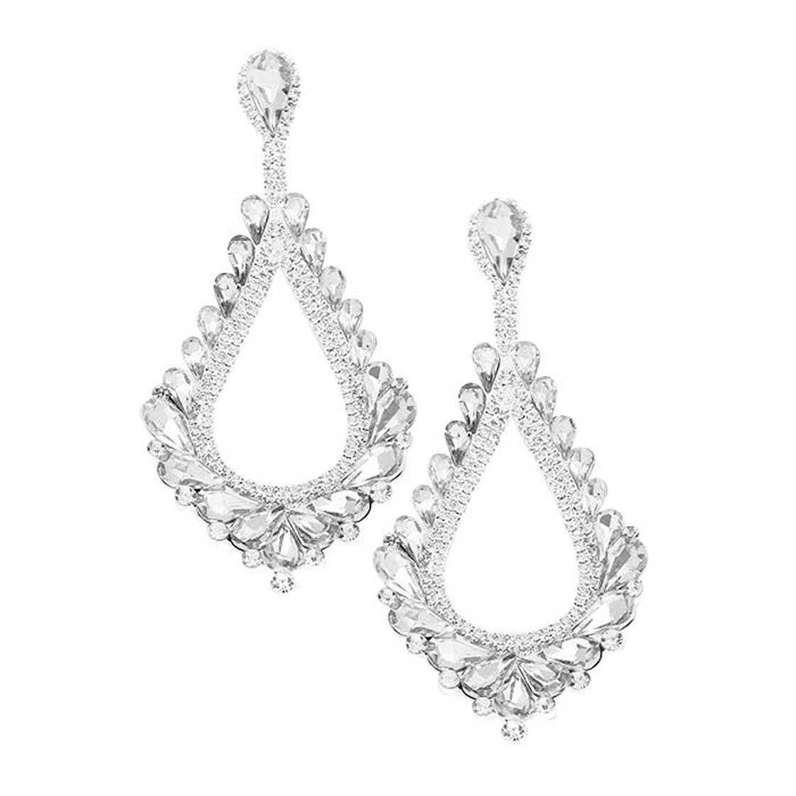 Oversized Cut Out Cluster Vine Accented Teardrop Earrings - Madeline Love - Flyclothing LLC