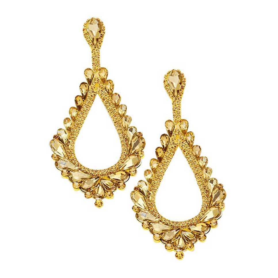 Oversized Cut Out Cluster Vine Accented Teardrop Earrings - Madeline Love - Flyclothing LLC
