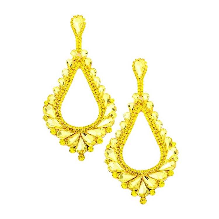 Oversized Cut Out Cluster Vine Accented Teardrop Earrings - Madeline Love - Flyclothing LLC