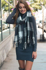 Oversized Flannel Tassel Scarf - Boho Clothing and Accessories - Flyclothing LLC
