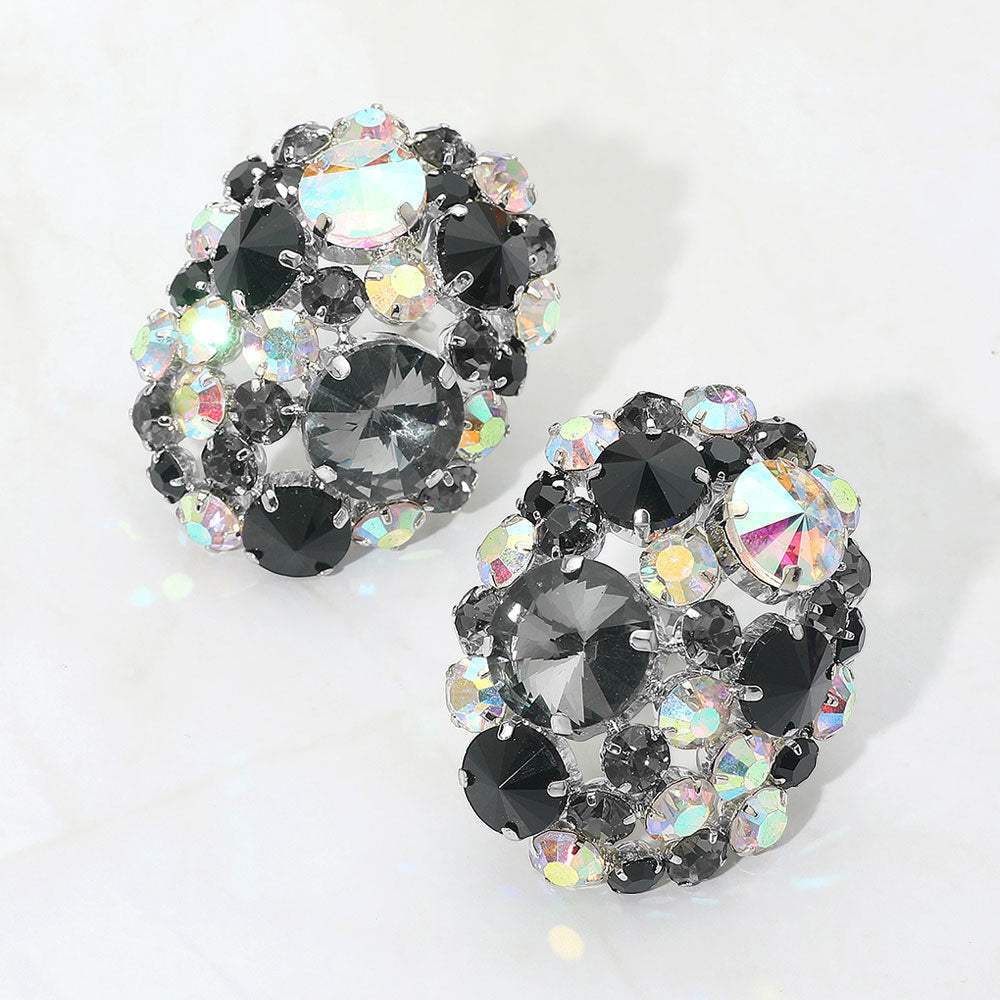 Oversized Rhinestone Cluster Evening Clip On Earrings - Madeline Love - Flyclothing LLC