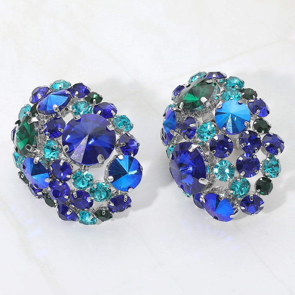 Oversized Rhinestone Cluster Evening Clip On Earrings - Madeline Love - Flyclothing LLC