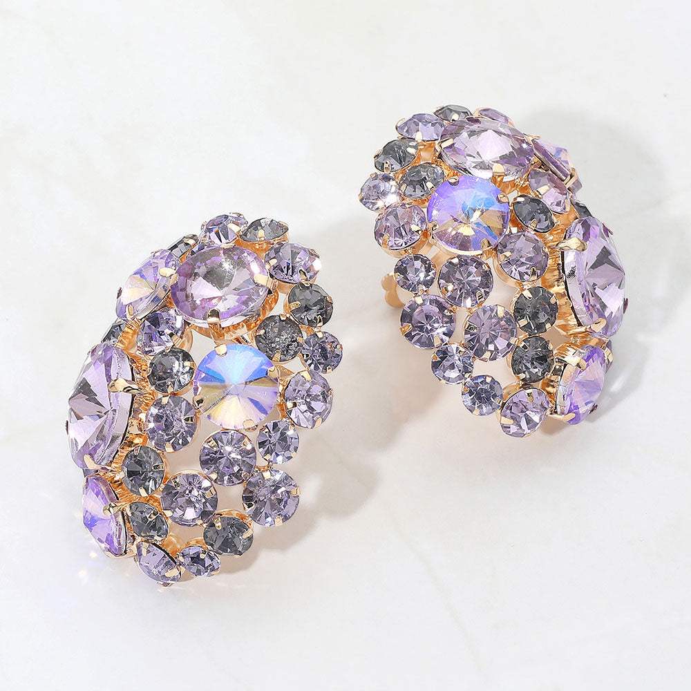 Oversized Rhinestone Cluster Evening Clip On Earrings - Madeline Love - Flyclothing LLC