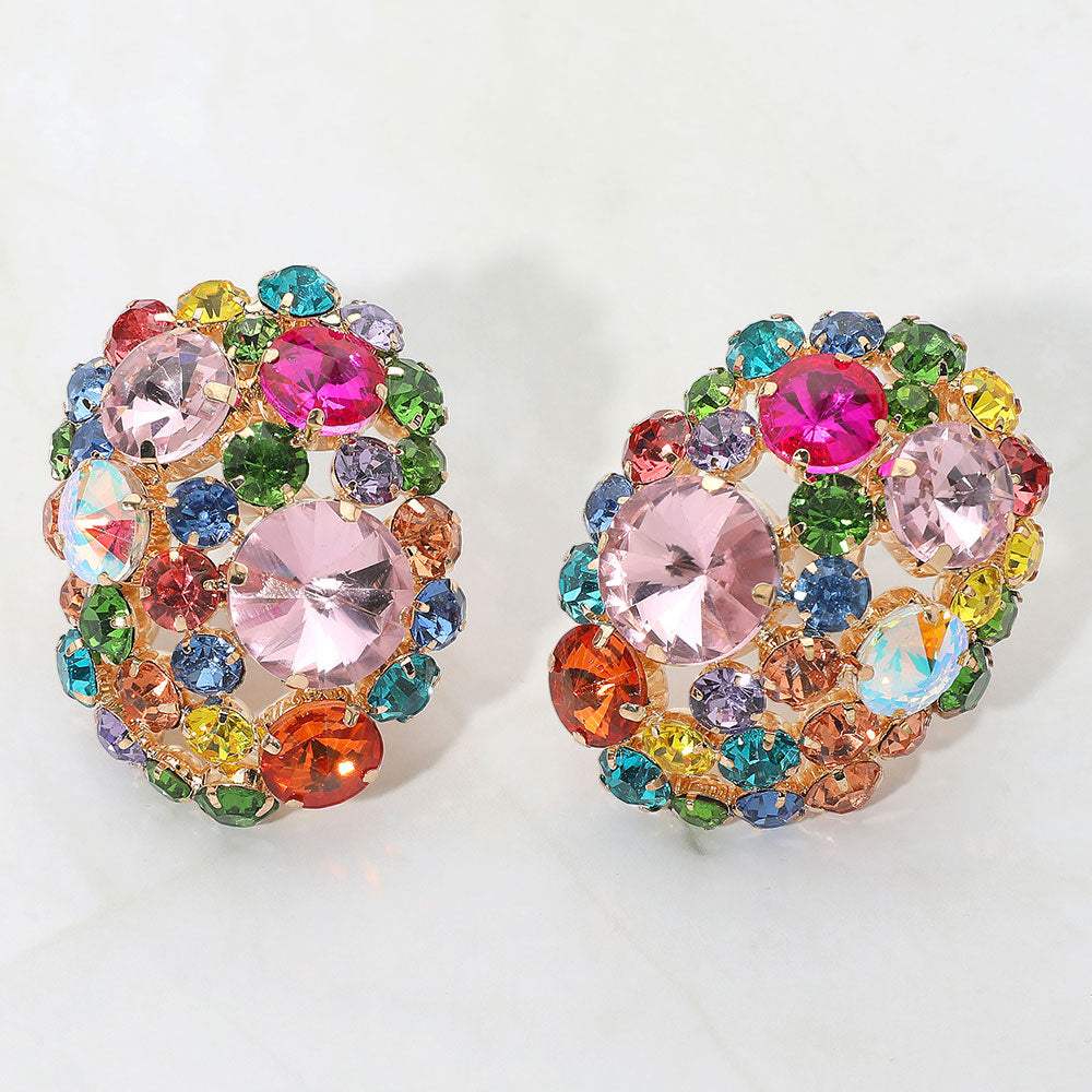 Oversized Rhinestone Cluster Evening Clip On Earrings - Madeline Love - Flyclothing LLC