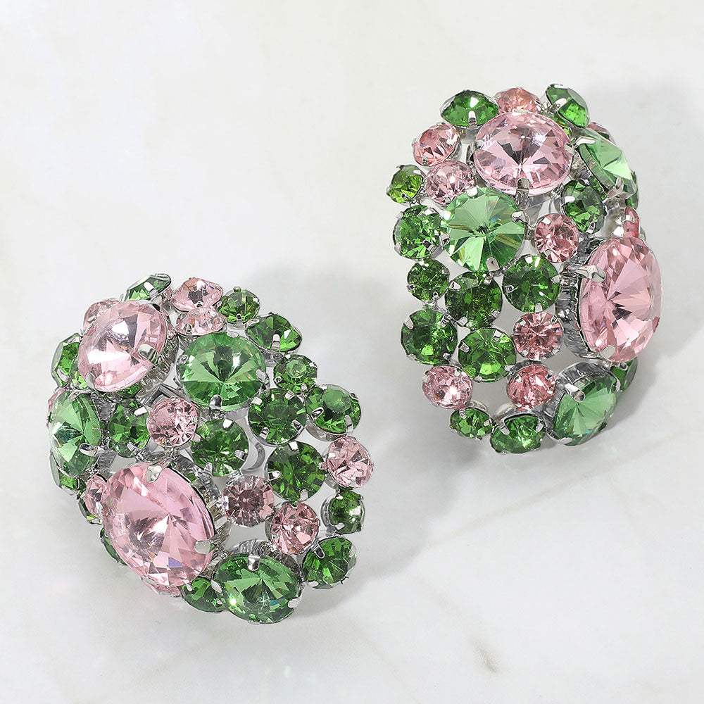 Oversized Rhinestone Cluster Evening Clip On Earrings - Madeline Love - Flyclothing LLC