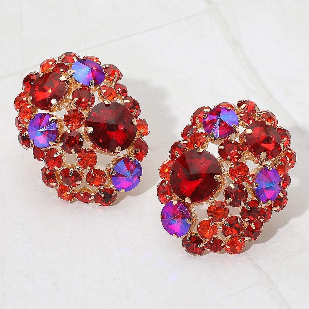 Oversized Rhinestone Cluster Evening Clip On Earrings - Madeline Love - Flyclothing LLC