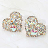 Oversized Rhinestone Cluster Heart Evening Clip On Earrings - Madeline Love - Flyclothing LLC
