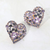 Oversized Rhinestone Cluster Heart Evening Clip On Earrings - Madeline Love - Flyclothing LLC