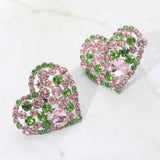 Oversized Rhinestone Cluster Heart Evening Clip On Earrings - Madeline Love - Flyclothing LLC