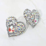 Oversized Rhinestone Cluster Heart Evening Clip On Earrings - Madeline Love - Flyclothing LLC