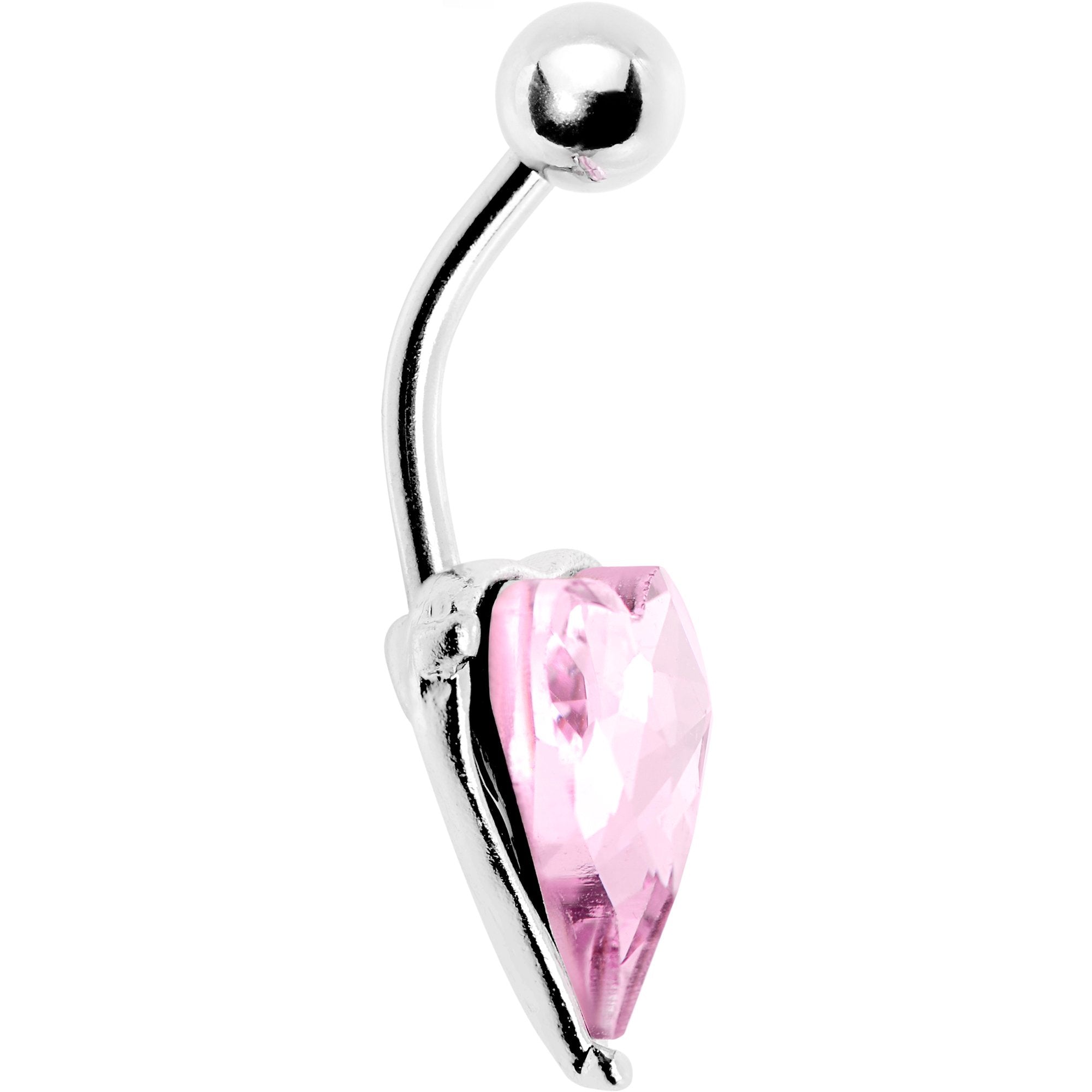 Pink Gem Huge Heart Belly Ring - BodyCandy - Flyclothing LLC