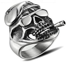 R166 Stainless Steel Cruiser Skull Biker Ring